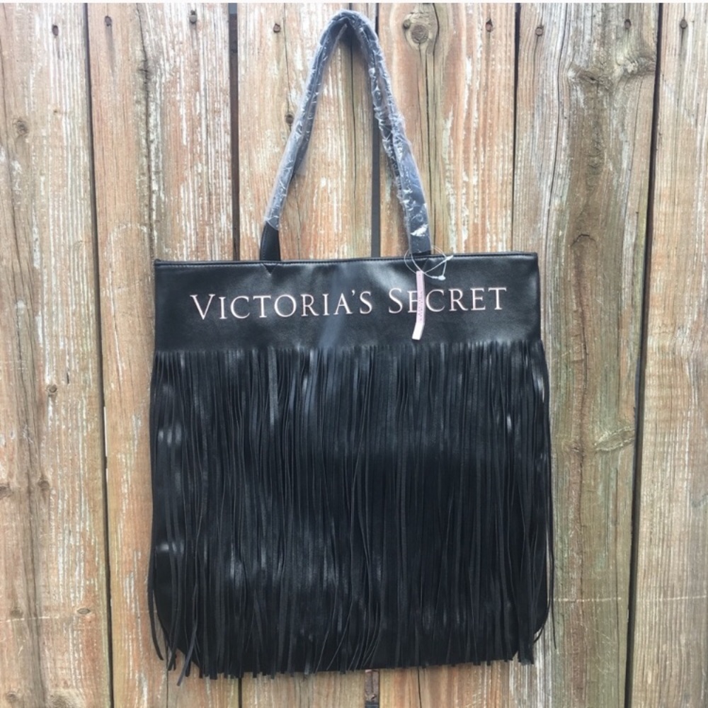 Victoria’s Secret Black Fringe Tote Bag Brand New